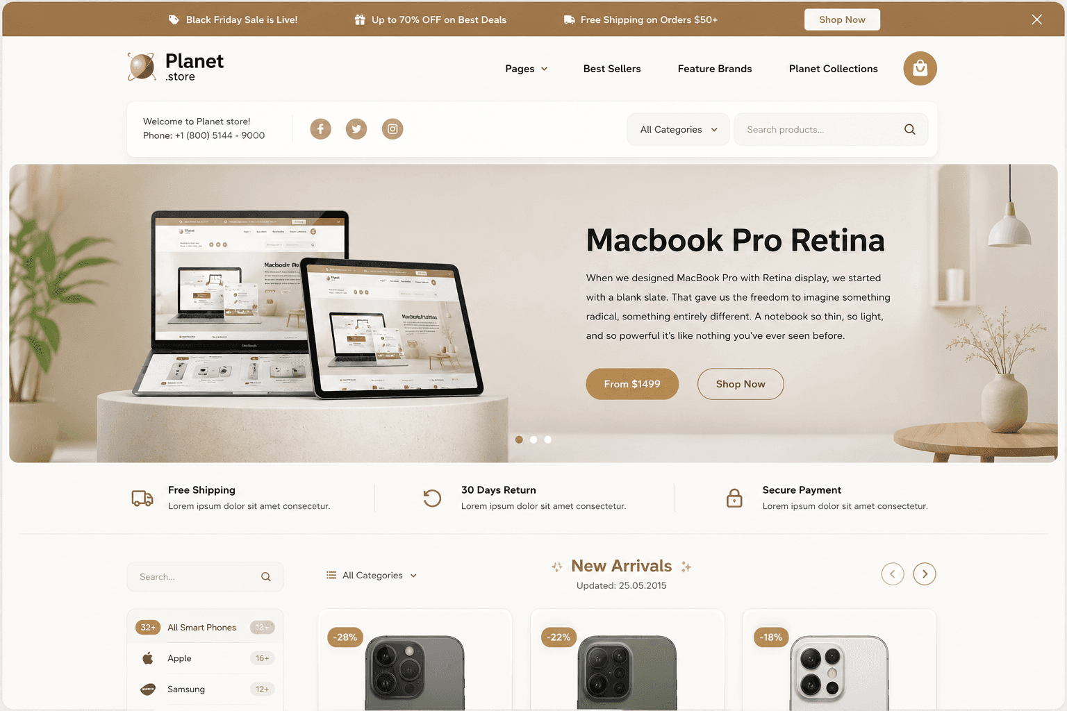 Planet Tech Shopify theme preview