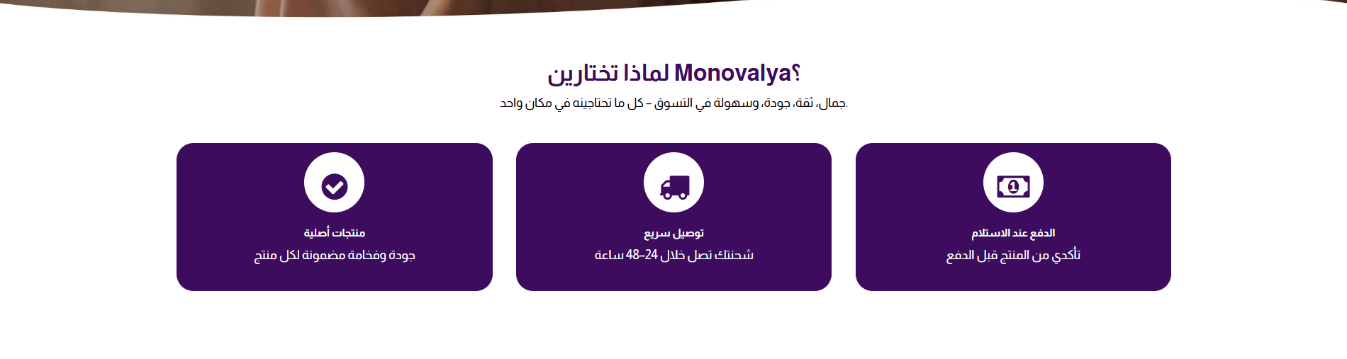 Monovalya product discovery section screenshot